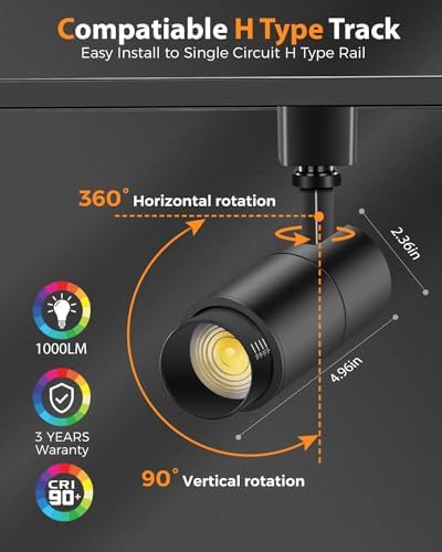 VANoopee 10W LED Track Lighting Heads, Black, 4 Pack