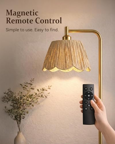 JOOFO Brushed Gold Floor Lamp with Remote