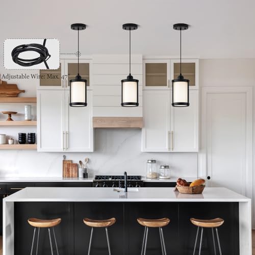 Matte Black Pendant Light, Milk Glass, 1-Light