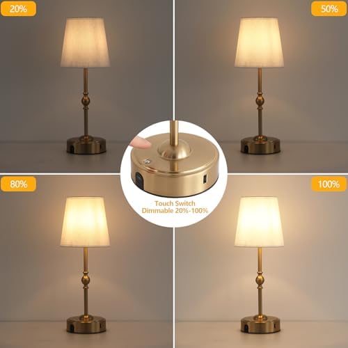 MEIXISUE Antique Brass Rechargeable LED Table Lamp