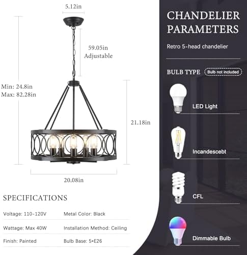 5-Light Farmhouse Chandelier