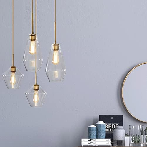 Industrial Champagne Gold Glass Pendant Light Fixture