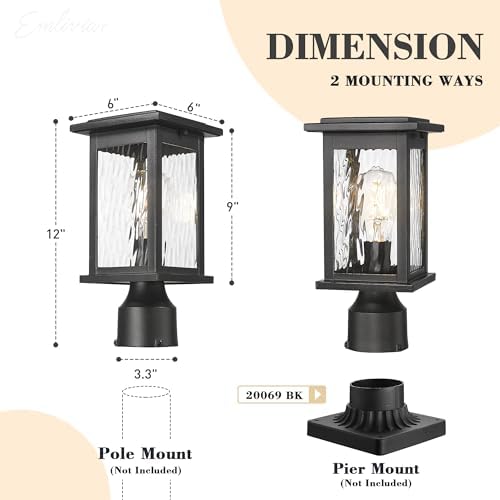 Emliviar 1803EW1-P BK-WP Black Outdoor Post Light