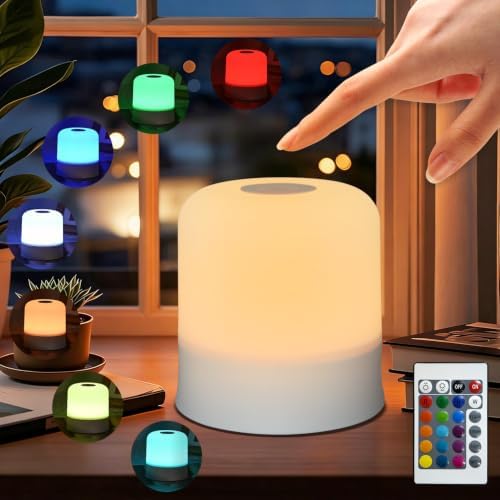 Portable Night Light Bedside Lamp, Touch and Remote Control