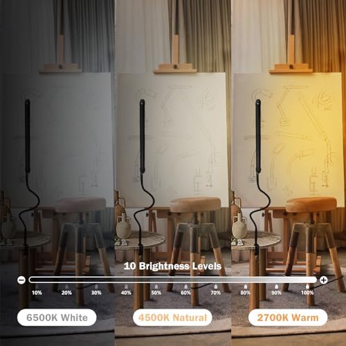 12W LED Desk Lamp with Clamp, Flexible Gooseneck