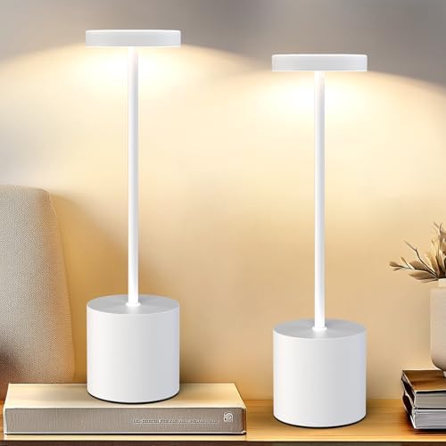 AUDLES White Cordless Table Lamp Set of 2, Rechargeable