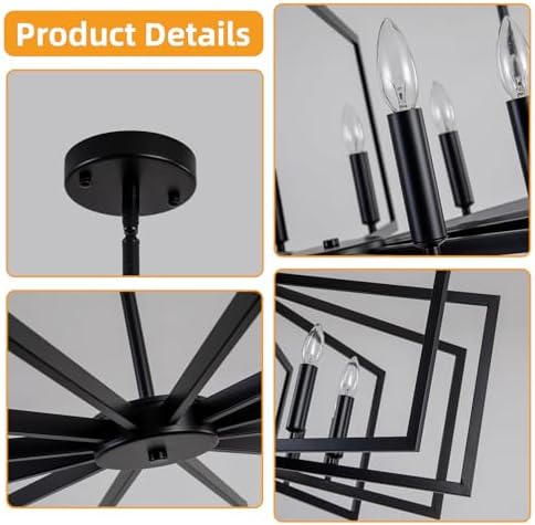 10-Light Black Farmhouse Chandelier