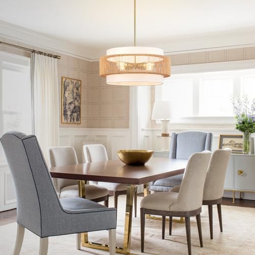 4-Light 19.7" Rattan Chandelier