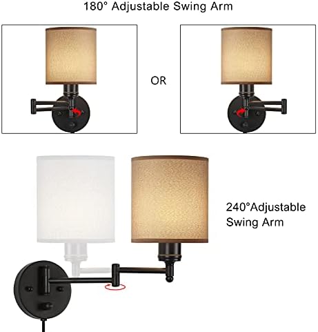 CADUKE Plug-in Swing Arm Wall Sconces, Set of 2