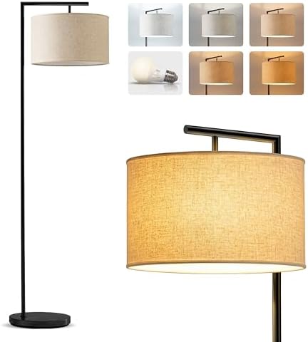 Brightech Montage Modern Floor Lamp, Tan Shade, Black
