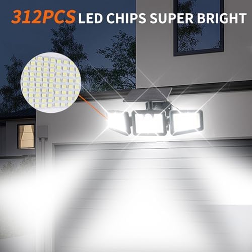 Solar Motion Sensor Lights, 312 LED, 3-Head Adjustable