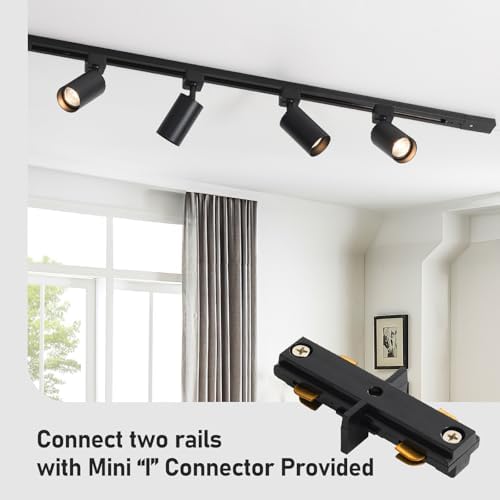 4-Light LED Track Lighting Kit, 3.3FT H Rails, Black
