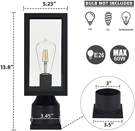Windben Outdoor Post Light, 13.8", Matte Black