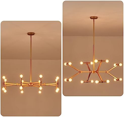 16 Lights Linear Brass Pendant Light, L 36”