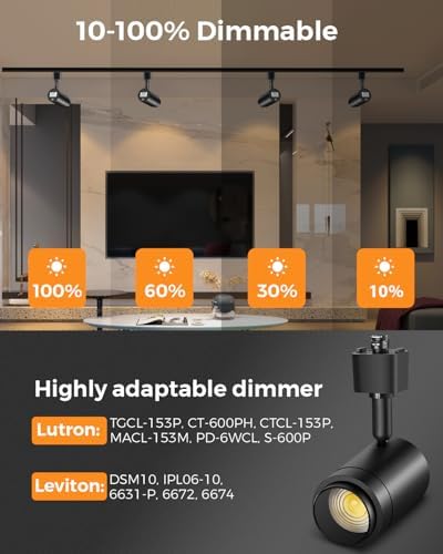 Zoomable 8-Light 12W LED Track Lighting Kit, Black