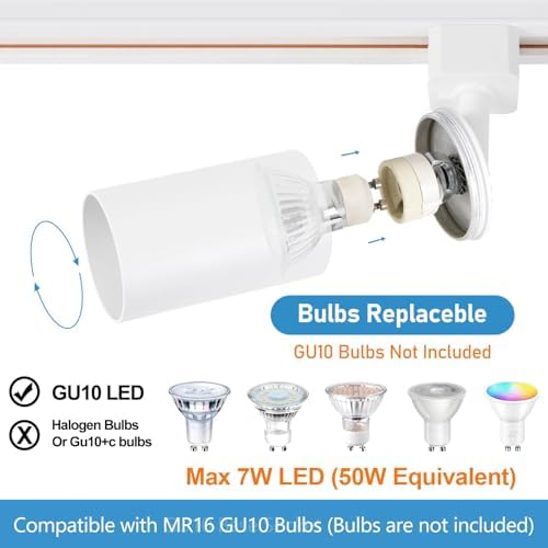 4-Light LED Track Lighting Kit, 3.3FT H Rails, White