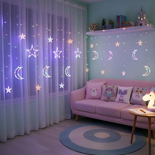 120 LED Star Moon Curtain String Light 11.5 ft