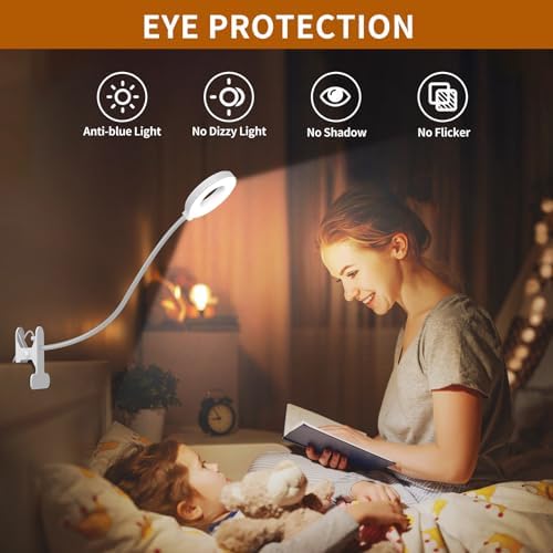 iZELL Reading Light, USB Clamp Lamp for Child Reading Book in Bed at