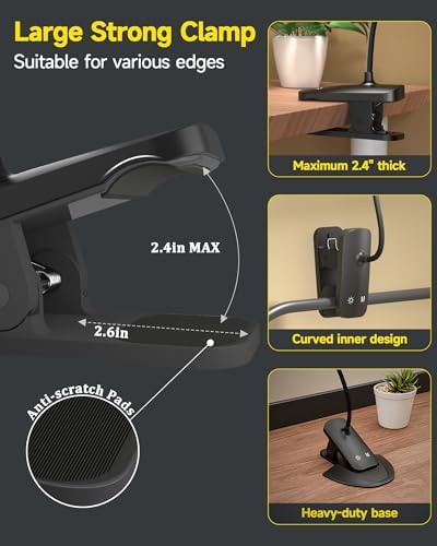 CUHIOY Rechargeable Clip-On Light, Black