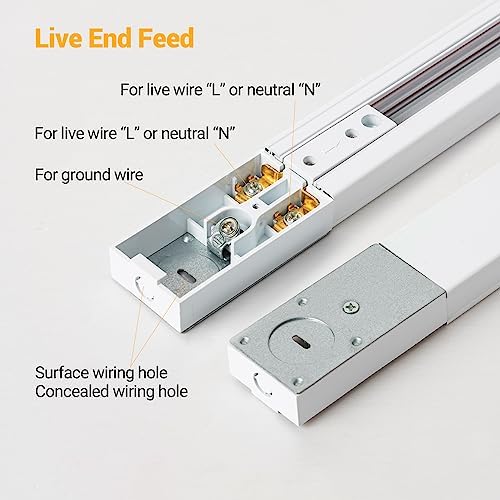 VANoopee 6.6FT H Track Lighting Rails Kit, White