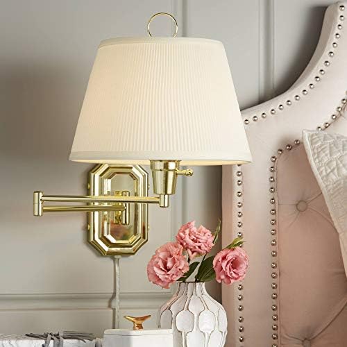 Fredericks Brass Plug-In Wall Lamp, Ivory Shade