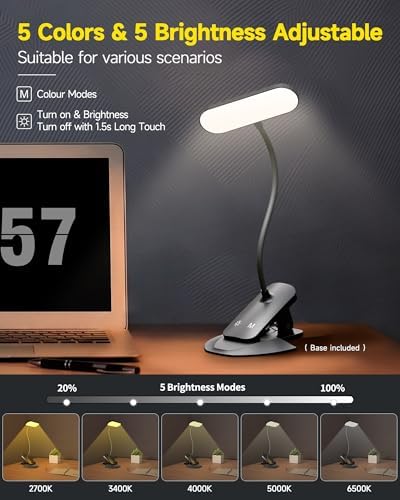 CUHIOY Rechargeable Clip-On Light, Black