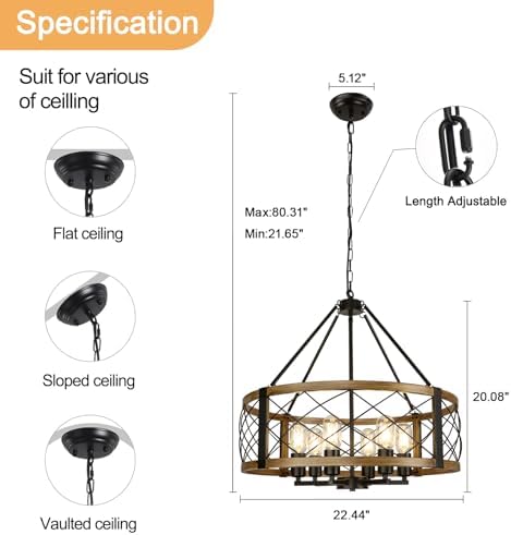 6-Light 22.5'' Farmhouse Chandelier