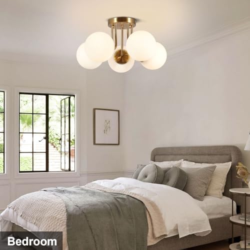 Bektas 5-Light Semi Flush Mount Ceiling Light, Brushed Gold