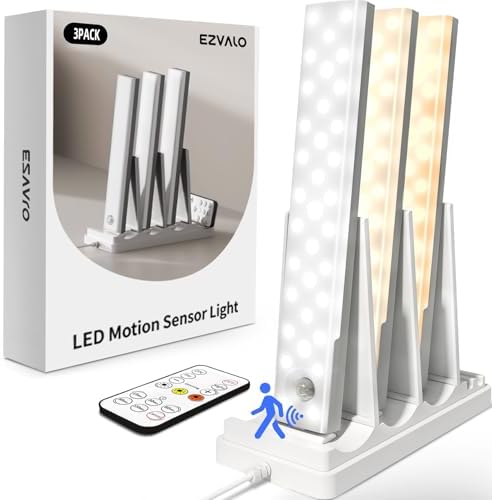 EZVALO 3-Pack Rechargeable Motion Sensor Under Cabinet Lights