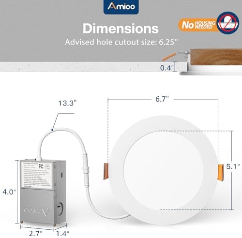 Amico 20 Pack 6 Inch LED Recessed Light
