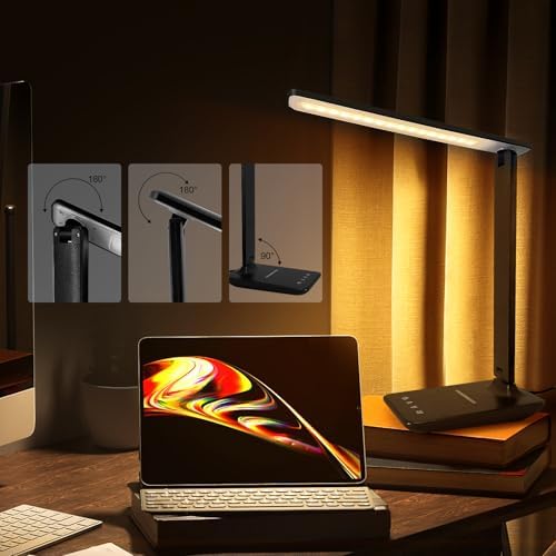 White crown LED Desk Lamp with 15W Wireless Charger & USB Port