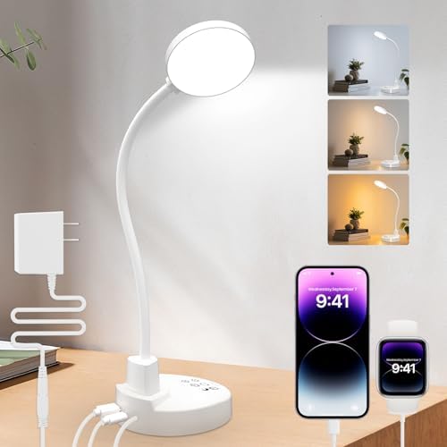 15W LED Desk Lamp with USB Charging Ports, 3 Color Temps