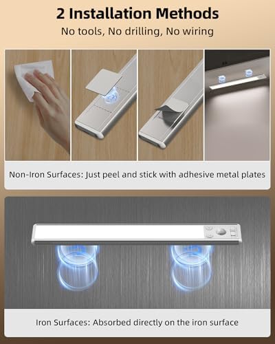 EZVALO Rechargeable Motion Sensor Under Cabinet Lights, 2 Pack