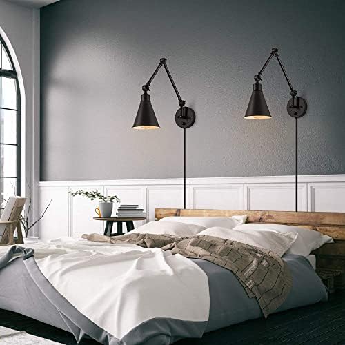 CADUKE Swing Arm Wall Sconces, Set of 2