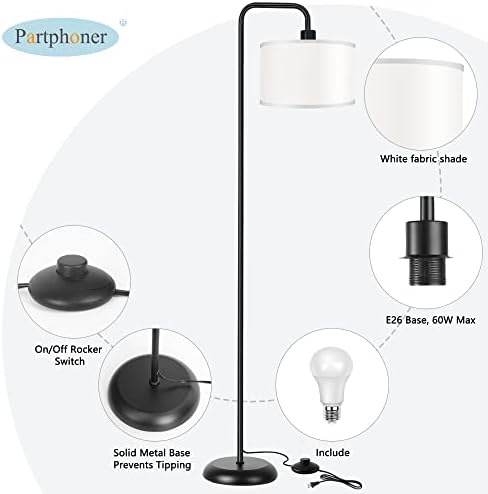 LED Floor Lamp, 3 Color Temperature, Black