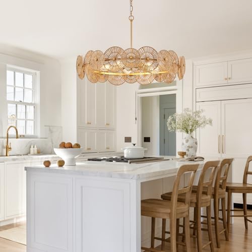 32” Boho Rattan Chandelier
