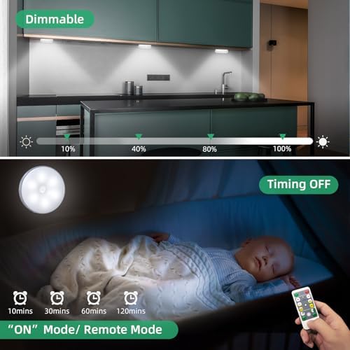 Lightbiz Wireless Motion Sensor Puck Lights, 3 Pack