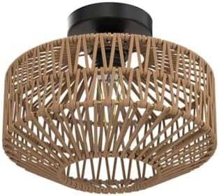 Boho Mini Rattan Ceiling Light, Dimmable LED