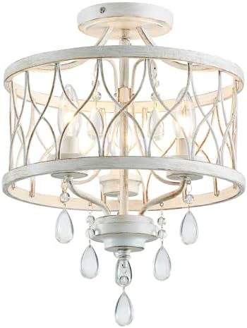 Farmhouse 3-Light Crystal Flush Mount Chandelier