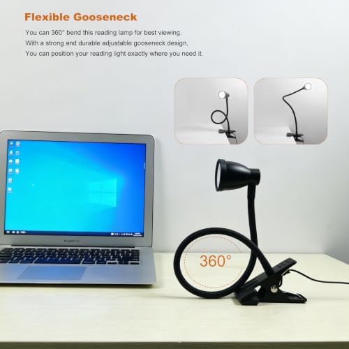 LED Clip-On Clamp Desk Lamp, 3 Color, Black