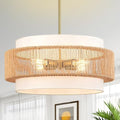 4-Light 19.7" Rattan Chandelier