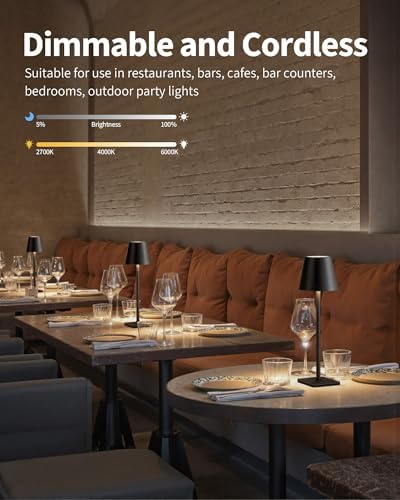 KDG 2 Pack Cordless Black Table Lamps
