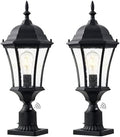24 Inch Large Dusk to Dawn Outdoor Post Lights Aluminum Black Exterior