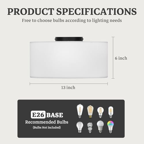 13inch 3-Light Semi Flush Mount Ceiling Light