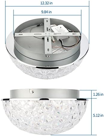 DAKASON 12in LED Crystal Chandelier, 3CCT