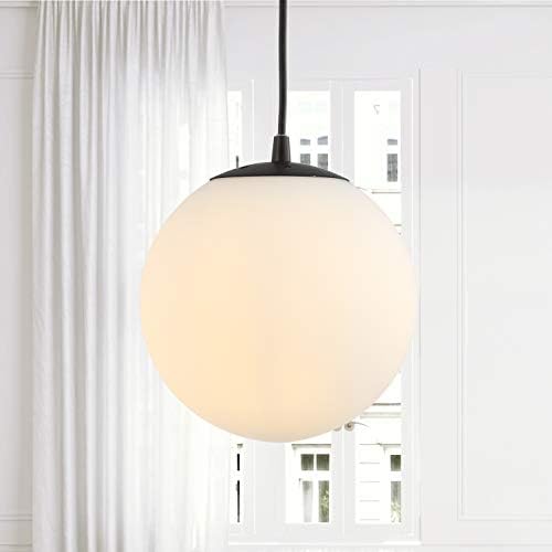 JONATHAN Y Bleecker Globe Pendant, 7.75" White/Oil Rubbed Bronze