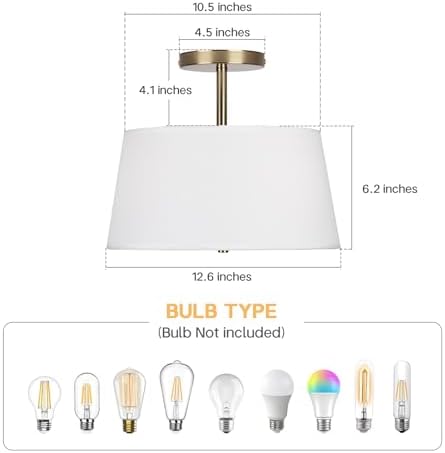 CALOKES 3-Light Gold Semi Flush Mount Ceiling Light