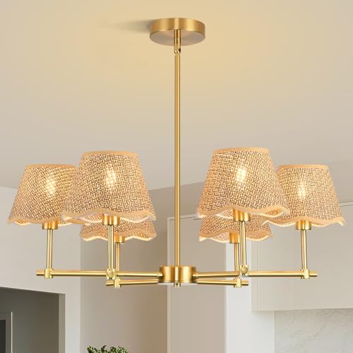 Gold Modern Farmhouse Rattan Chandelier