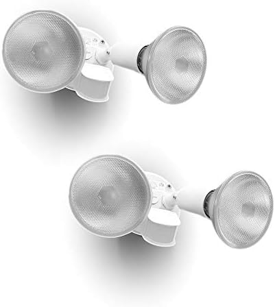 LUTEC 2 Packs 300 Watt Halogen Motion Activated Integrated Dual-Head