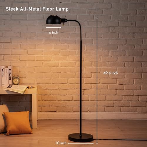 O'Bright Adjustable Floor Lamp, Black, 10-Inch Base